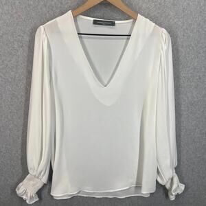 Sandro Ferrone Roma White Long Sleeve Blouse Womens M NWOT‎